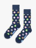 Happy Socks Big Dot Socks, One Size, Navy/Multi