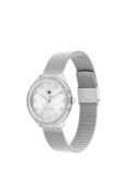Tommy Hilfiger Women's Crystal Bezel Mesh Strap Watch, Silver