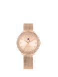 Tommy Hilfiger Women's Crystal Bezel Mesh Strap Watch, Rose Gold