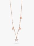 Emporio Armani Star Pearl Multi Charm Necklace, Rose Gold