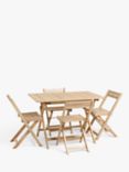 John Lewis ANYDAY Acacia Wood Foldable 4-Seater Garden Dining Table & Chairs Set, Natural