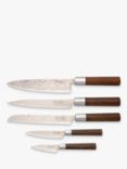 Katana Saya Flame Filled Rosewood Kitchen Knife Block Set, 6 Piece