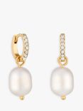 Jon Richard Cubic Zirconia & Pearl Hoop Earrings, Gold