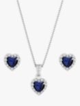 Jon Richard Cubic Zirconia Heart Pendant Necklace and Stud Earrings Jewellery Set