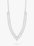 Jon Richard Pearl And Crystal V Necklace, Silver