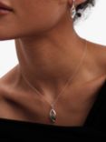 Simply Silver Tourmaline Navette Pendant Necklace, Silver