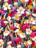 John Louden Oil Flowers Viscose Poplin Fabric, Multi/Black