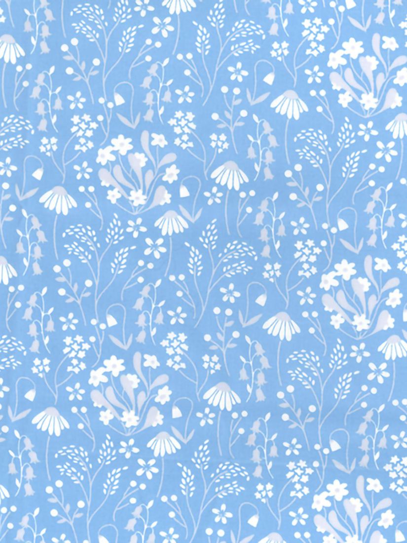Rose & Hubble Flower Garden Cotton Poplin Fabric, White/Blue