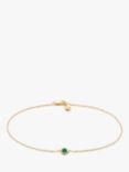 Monica Vinader 14ct Gold Siren Emerald Mini Chain Bracelet, Gold/Green