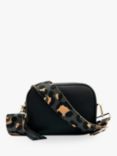 Apatchy Leopard Print Strap Leather Cross Body Bag, Black/Multi