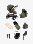 egg3 Pushchair, Carrycot & Accessories with Cybex Cloud T Car Seat and Base T Luxury Bundle, Hunter Green