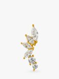 Orelia Curved Crystal Cluster Stud Single Earring, Gold