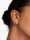 Orelia Molten Heart Drop Micro Hoop Earrings, Silver