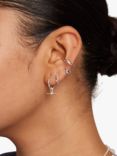 Orelia Dainty T-Bar Knot Detail Hoop Earrings, Silver