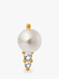 Orelia Pearl & Crystal Barbell Earrings, Gold