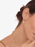 Orelia Domed Freshwater Pearl Drop Huggie Hoop Earrings, Gold