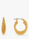 Orelia Interlocking Textured Hoop Earrings, Gold