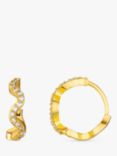 Orelia Pave Wave Cubic Zirconia Huggie Hoop Earrings, Gold