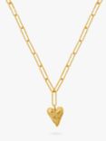 Orelia Paperclip Link Molten Heart Pendant Necklace, Gold