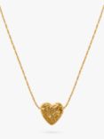 Orelia Molten Textured Heart Charm Necklace, Gold