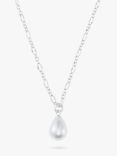 Orelia Dainty Peardrop Pearl Pendant Necklace, Silver