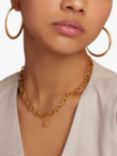 Orelia Rope Textured Link T-Bar Necklace, Gold