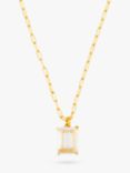 Orelia Crystal Quartz Claw Set Pendant Necklace, Gold