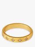 Orelia Crystal Engraved Starburst Ring, Gold