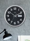 Acctim Date Window Analogue Wall Clock, 32cm, Chrome/Black