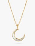 Dinny Hall Moon Charm Mother Of Pearl Pendant Necklace, Gold