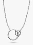 Skagen Crystal Interlocking Circle Pendant Necklace, Silver