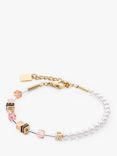 COEUR DE LION Faux Pearl and Rhinestone Bracelet, Gold/Apricot