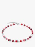 COEUR DE LION Cube Bead Necklace, Silver/Red