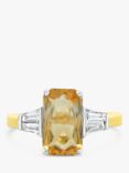 Milton & Humble Jewellery Second Hand 18ct Gold Citrine & Diamond Cocktail Ring, Gold/Silver