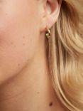 Auree Havana Enamel Detail Half Hoop Earrings, Gold/Apple Green