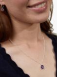 Auree Barcelona Personalised Birthstone Sterling Silver Beaded Pendant Necklace, Amethyst - February