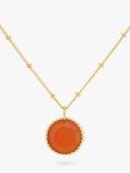 Auree Barcelona Personalised Birthstone Gold Vermeil Beaded Pendant Necklace, Carnelian - Orange