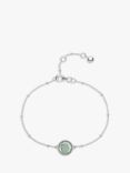 Auree Barcelona Personalised Birthstone Sterling Silver Beaded Chain Bracelet, Green Amethyst - August