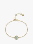 Auree Barcelona Personalised Birthstone Gold Vermeil Beaded Chain Bracelet, Green Amethyst - August