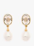 Emma Holland Oval Crystal and Baroque Pearl Drop Earrings, Gold/Multi