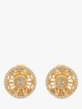 Emma Holland Crystal Statement Disc Clip Earrings, Gold
