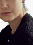 Emma Holland Triple Crystal Round Drop Clip-On Earrings, Gold/Purple