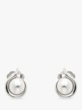 Emma Holland Faux Pearl Curve Clip-On Earrings, Silver