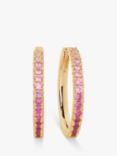 Sif Jakobs Jewellery Pink Zirconia Medium Hoop Earrings, Gold