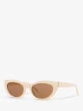 Yves Saint Laurent YS000478 Women's Oval Sunglasses, Ivory/Brown