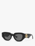 Gucci GG1421S Women's Oval Sunglasses, Black/Grey