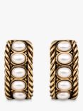 Eclectica Vintage 18ct Gold Plated Faux Pearl Cabouchon Clip-On Hoop Earrings, Dated Curca 1980s, Gold