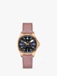 Hamilton Women's Khaki Pilot Automatic Leather Strap Watch, Blue/Pink H76245840