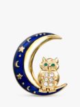 Eclectica Vintage Beatrix Jewellery 18ct Gold Plated Swarovski Crystal Owl Brooch, Dated Circa 1980s, Blue