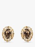 L & T Heirlooms Second Hand 9ct Yellow Gold Scrollwork Citrine Stud Earrings